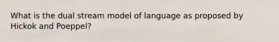 What is the dual stream model of language as proposed by Hickok and Poeppel?