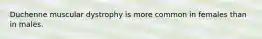 Duchenne muscular dystrophy is more common in females than in males.