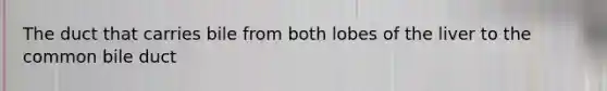 The duct that carries bile from both lobes of the liver to the common bile duct