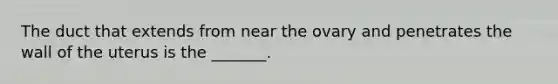 The duct that extends from near the ovary and penetrates the wall of the uterus is the _______.