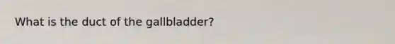 What is the duct of the gallbladder?