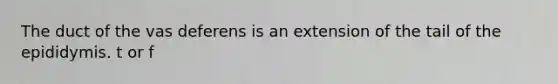 The duct of the vas deferens is an extension of the tail of the epididymis. t or f