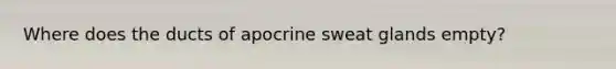 Where does the ducts of apocrine sweat glands empty?