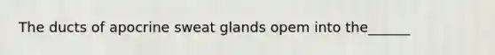 The ducts of apocrine sweat glands opem into the______