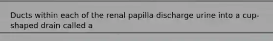 Ducts within each of the renal papilla discharge urine into a cup-shaped drain called a