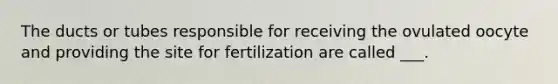 The ducts or tubes responsible for receiving the ovulated oocyte and providing the site for fertilization are called ___.