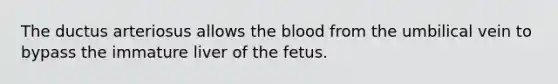 The ductus arteriosus allows the blood from the umbilical vein to bypass the immature liver of the fetus.