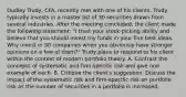 Dudley Trudy, CFA, recently met with one of his clients. Trudy typically invests in a master list of 30 securities drawn from several industries. After the meeting concluded, the client made the following statement: "I trust your stock-picking ability and believe that you should invest my funds in your five best ideas. Why invest in 30 companies when you obviously have stronger opinions on a few of them?" Trudy plans to respond to his client within the context of modern portfolio theory. A. Contrast the concepts of systematic and firm-specific risk and give one example of each. B. Critique the client's suggestion. Discuss the impact of the systematic risk and firm-specific risk on portfolio risk as the number of securities in a portfolio is increased.