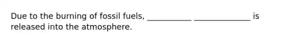 Due to the burning of fossil fuels, ___________ ______________ is released into the atmosphere.