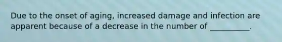 Due to the onset of aging, increased damage and infection are apparent because of a decrease in the number of __________.