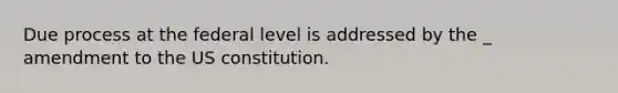 Due process at the federal level is addressed by the _ amendment to the US constitution.