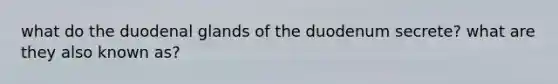 what do the duodenal glands of the duodenum secrete? what are they also known as?