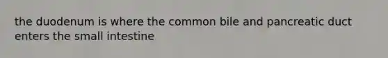 the duodenum is where the common bile and pancreatic duct enters the small intestine