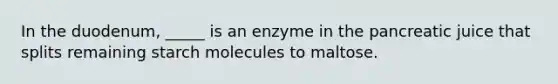 In the duodenum, _____ is an enzyme in the pancreatic juice that splits remaining starch molecules to maltose.