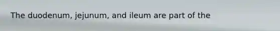 The duodenum, jejunum, and ileum are part of the