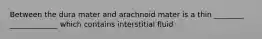 Between the dura mater and arachnoid mater is a thin ________ _____________ which contains interstitial fluid