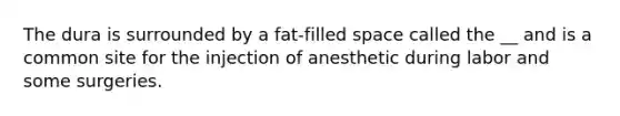 The dura is surrounded by a fat-filled space called the __ and is a common site for the injection of anesthetic during labor and some surgeries.