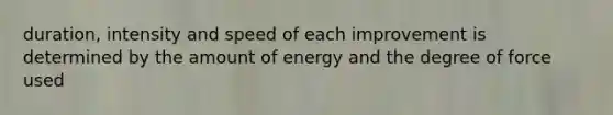 duration, intensity and speed of each improvement is determined by the amount of energy and the degree of force used