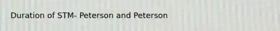 Duration of STM- Peterson and Peterson