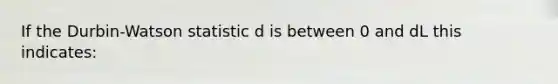 If the Durbin-Watson statistic d is between 0 and dL this indicates: