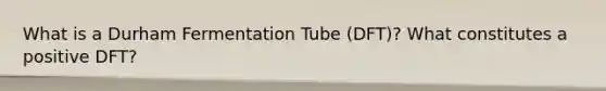 What is a Durham Fermentation Tube (DFT)? What constitutes a positive DFT?