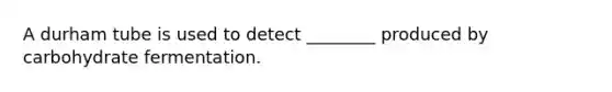 A durham tube is used to detect ________ produced by carbohydrate fermentation.