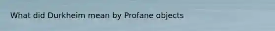 What did Durkheim mean by Profane objects