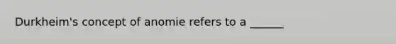 Durkheim's concept of anomie refers to a ______