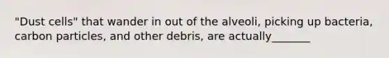 "Dust cells" that wander in out of the alveoli, picking up bacteria, carbon particles, and other debris, are actually_______