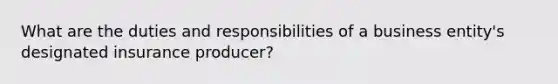 What are the duties and responsibilities of a business entity's designated insurance producer?