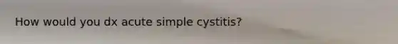 How would you dx acute simple cystitis?