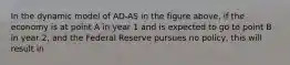 In the dynamic model of AD-AS in the figure above, if the economy is at point A in year 1 and is expected to go to point B in year 2, and the Federal Reserve pursues no policy, this will result in