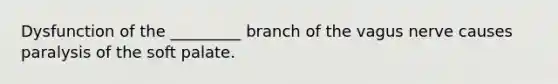 Dysfunction of the _________ branch of the vagus nerve causes paralysis of the soft palate.