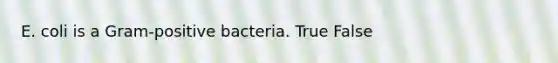 E. coli is a Gram-positive bacteria. True False