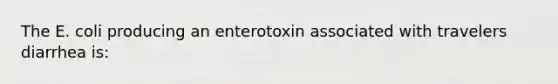 The E. coli producing an enterotoxin associated with travelers diarrhea is: