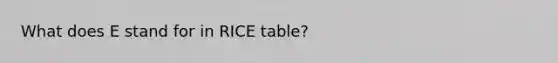 What does E stand for in RICE table?