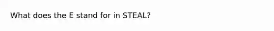 What does the E stand for in STEAL?