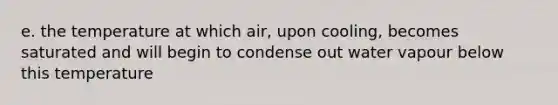 e. the temperature at which air, upon cooling, becomes saturated and will begin to condense out water vapour below this temperature