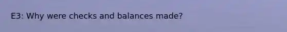 E3: Why were checks and balances made?