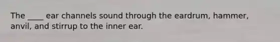 The ____ ear channels sound through the eardrum, hammer, anvil, and stirrup to the inner ear.