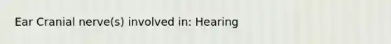 Ear Cranial nerve(s) involved in: Hearing