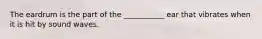 The eardrum is the part of the ___________ ear that vibrates when it is hit by sound waves.