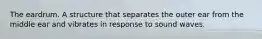 The eardrum. A structure that separates the outer ear from the middle ear and vibrates in response to sound waves.