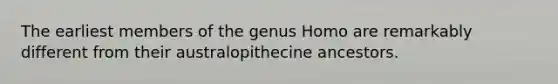 The earliest members of the genus Homo are remarkably different from their australopithecine ancestors.