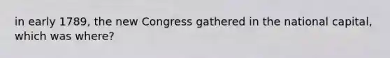 in early 1789, the new Congress gathered in the national capital, which was where?