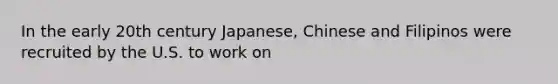 In the early 20th century Japanese, Chinese and Filipinos were recruited by the U.S. to work on