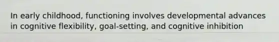 In early childhood, functioning involves developmental advances in cognitive flexibility, goal-setting, and cognitive inhibition
