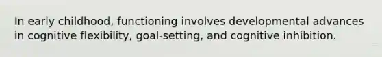In early childhood, functioning involves developmental advances in cognitive flexibility, goal-setting, and cognitive inhibition.