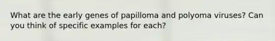 What are the early genes of papilloma and polyoma viruses? Can you think of specific examples for each?