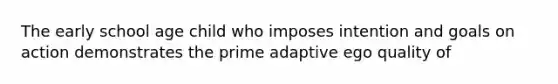 The early school age child who imposes intention and goals on action demonstrates the prime adaptive ego quality of